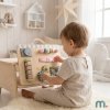 Drewniana tablica manipulacyjna Montessori dla dzieci – Rozwój Sprawności Manualnej – koła zębate, zapięcia, sznurowanie